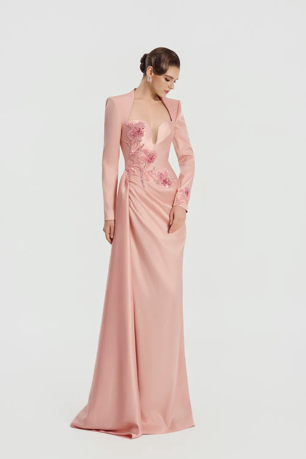 Chest Cut-Out Side Draped Dress - TRACY COUTURE