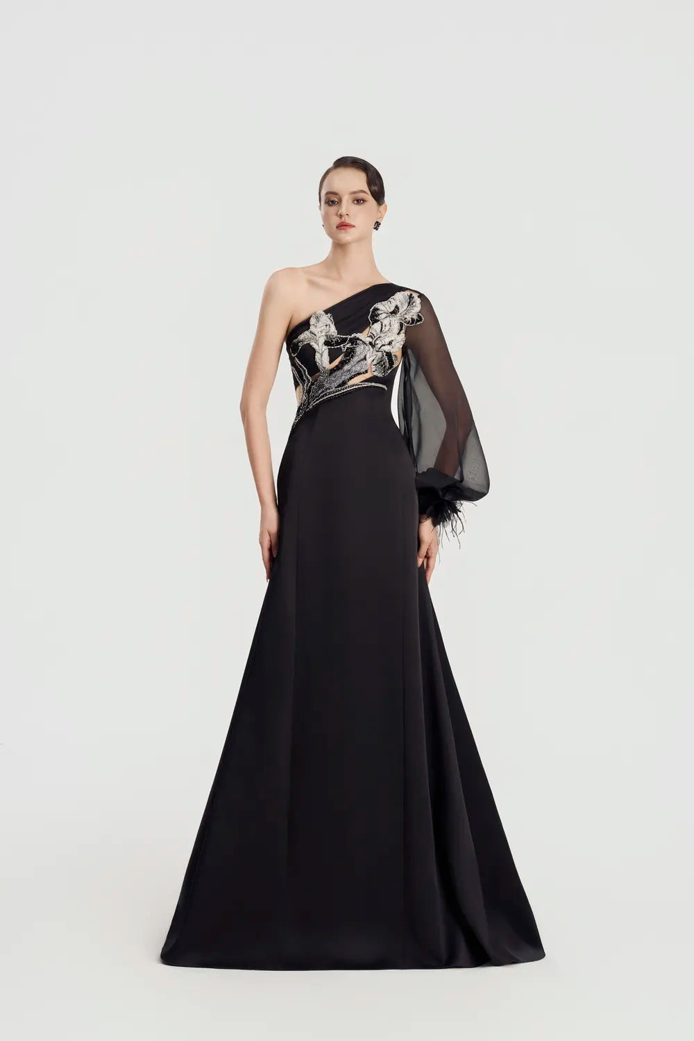 One Puffy Sleeve Flared A-Line Dress - TRACY COUTURE