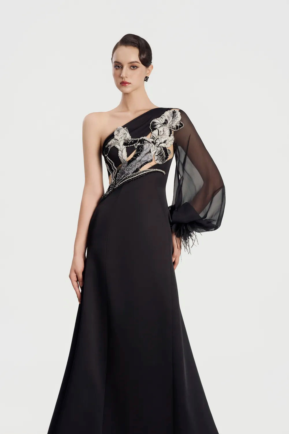 One Puffy Sleeve Flared A-Line Dress - TRACY COUTURE