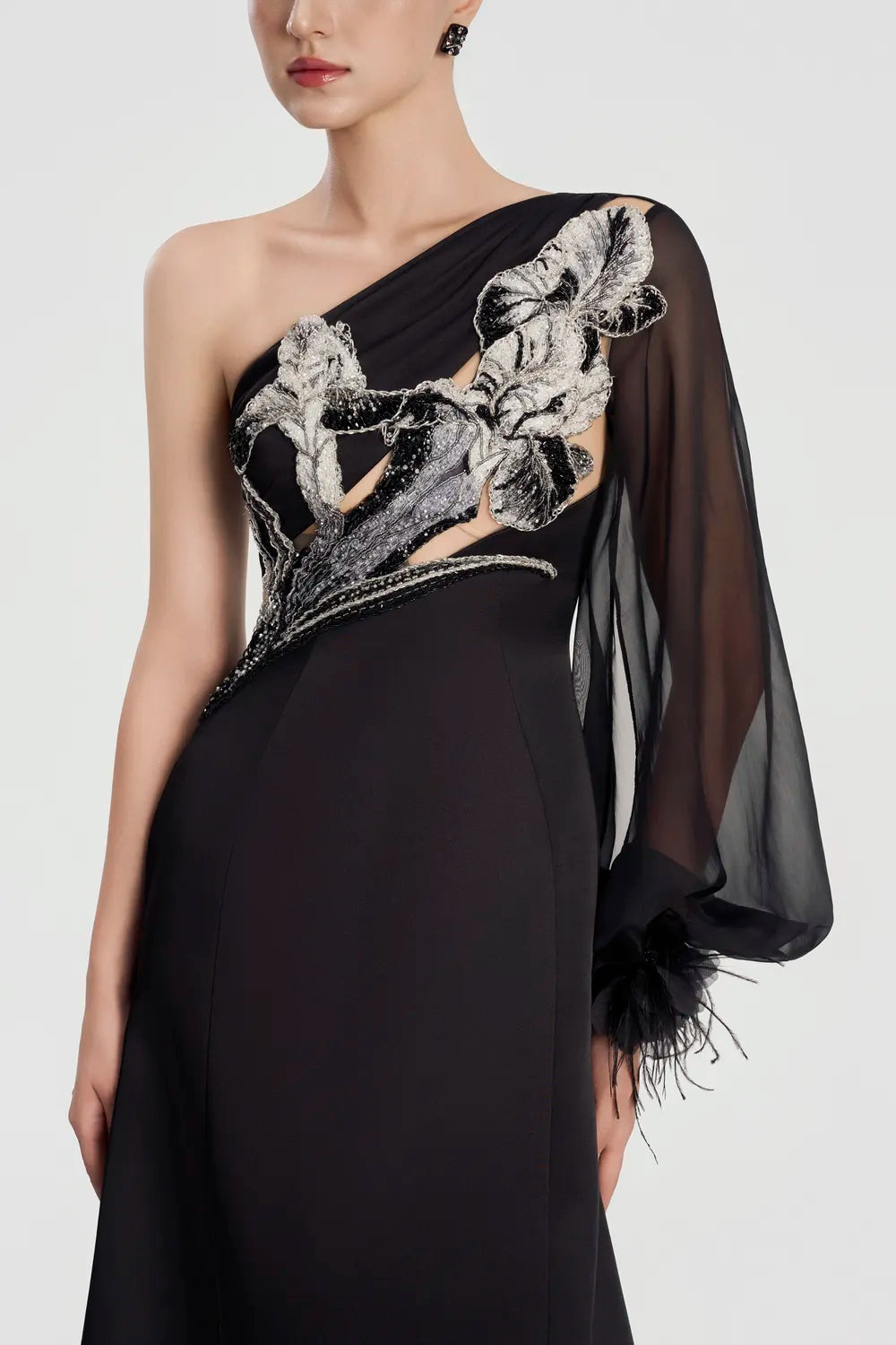One Puffy Sleeve Flared A-Line Dress - TRACY COUTURE