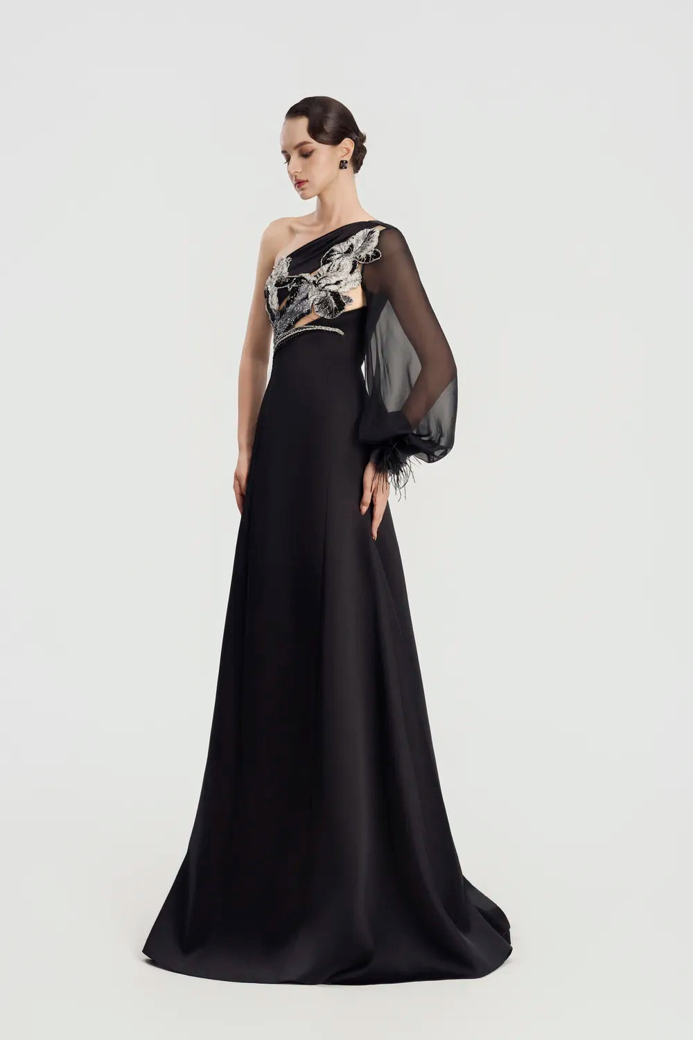 One Puffy Sleeve Flared A-Line Dress - TRACY COUTURE
