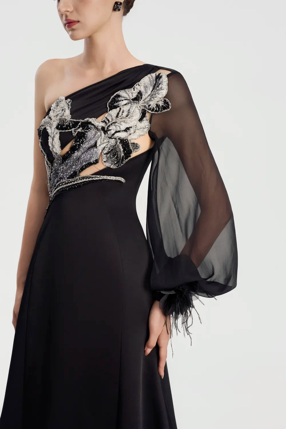 One Puffy Sleeve Flared A-Line Dress - TRACY COUTURE