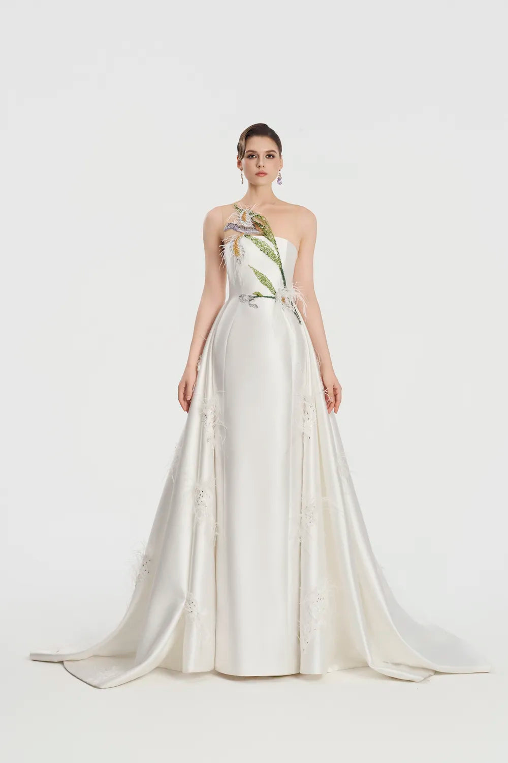 See-Through Shoulder Sides Flared A-Dress - TRACY COUTURE