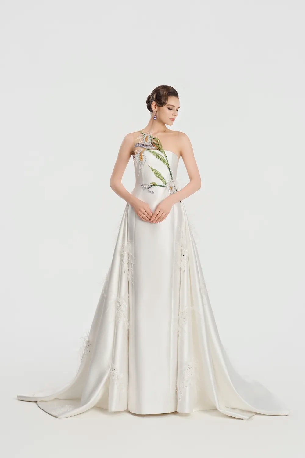 See-Through Shoulder Sides Flared A-Dress - TRACY COUTURE
