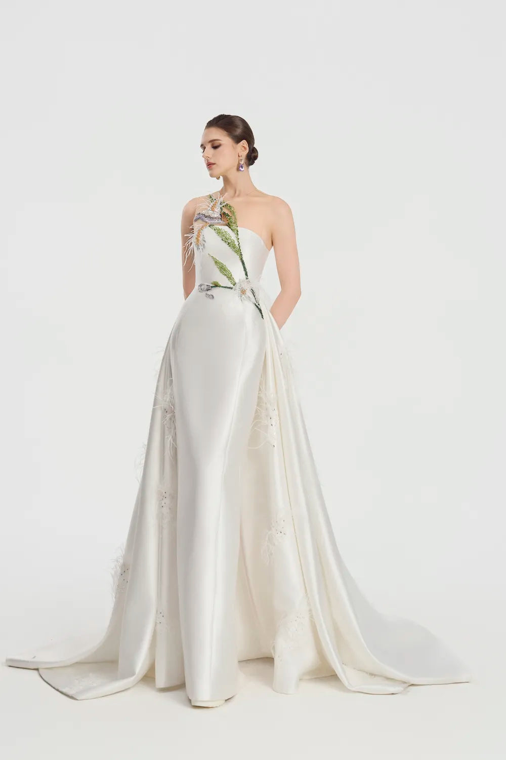 See-Through Shoulder Sides Flared A-Dress - TRACY COUTURE