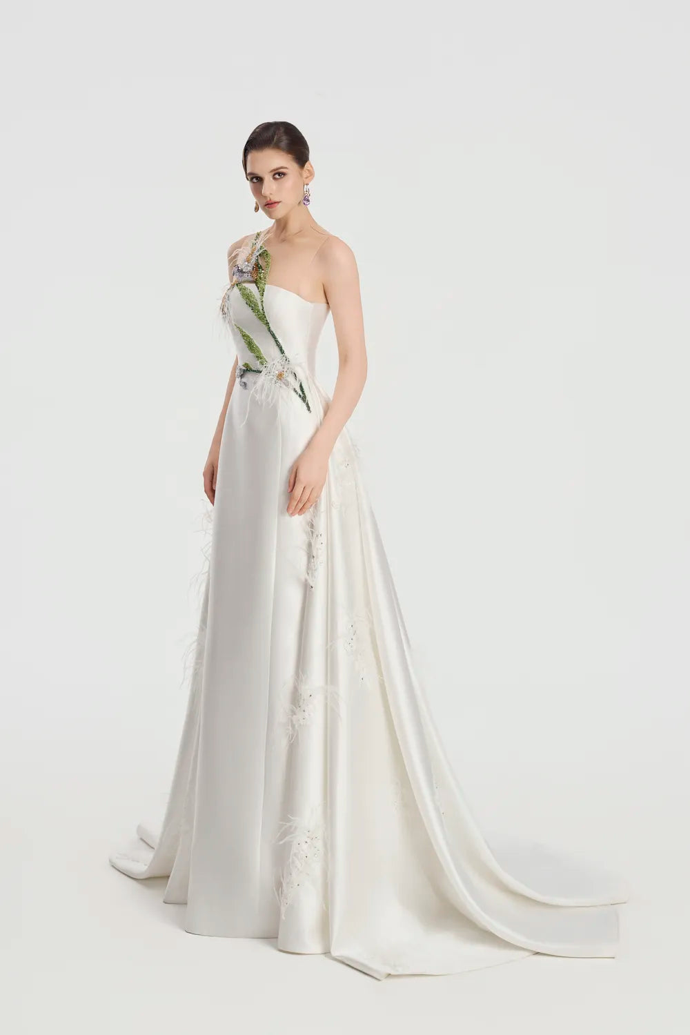 See-Through Shoulder Sides Flared A-Dress - TRACY COUTURE