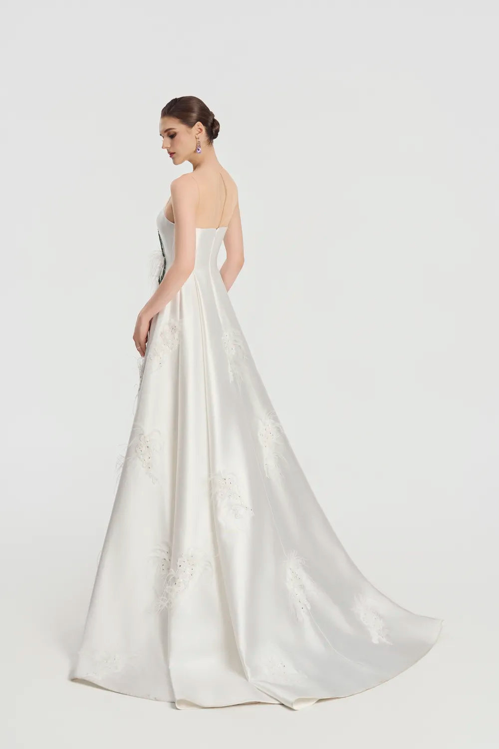 See-Through Shoulder Sides Flared A-Dress - TRACY COUTURE