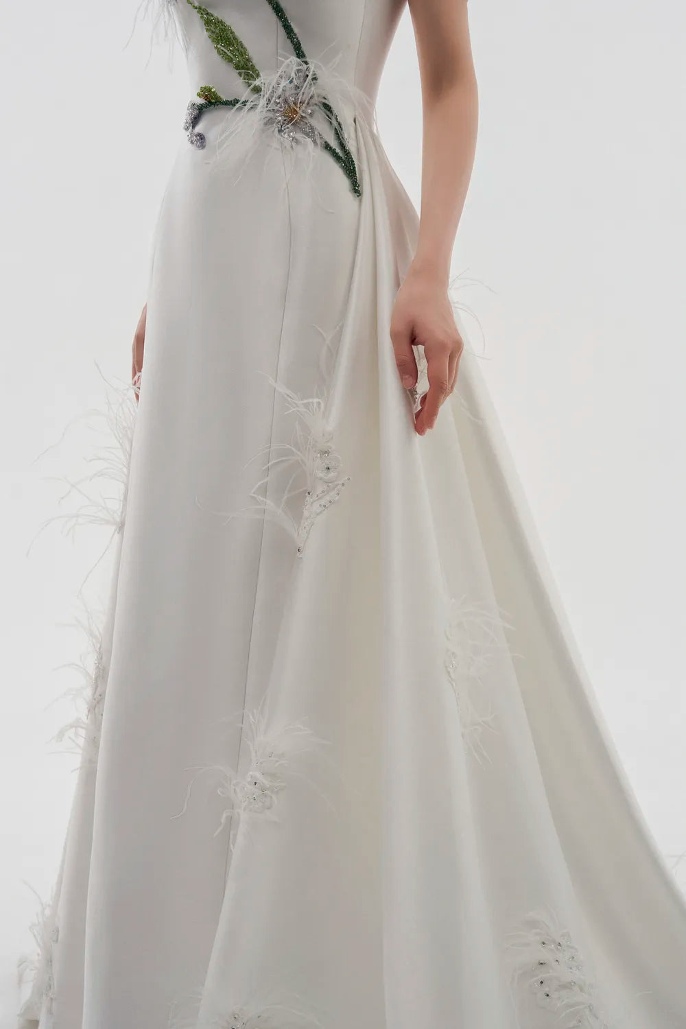See-Through Shoulder Sides Flared A-Dress - TRACY COUTURE