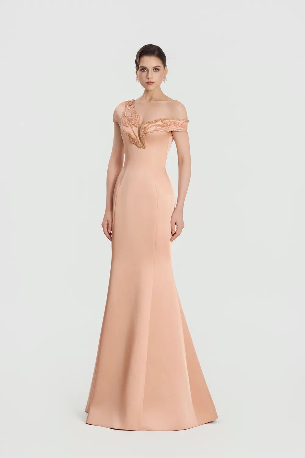 Asymmetric Sleeve Mermaid Dress - TRACY COUTURE