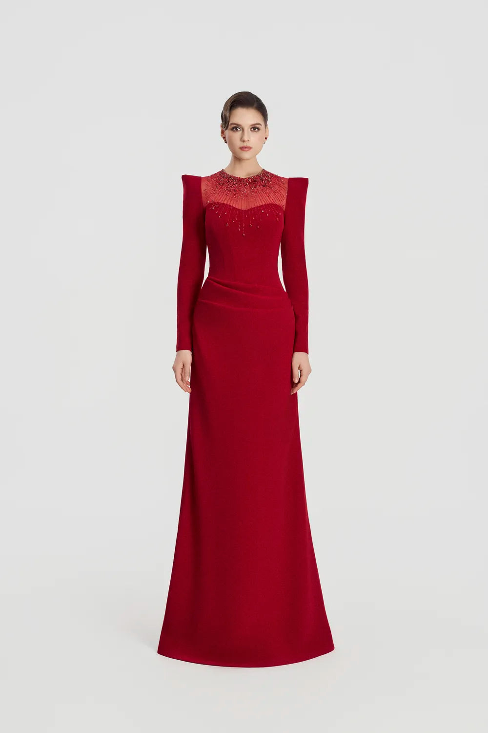 Well-Padded Shoulder A-Line Dress - TRACY COUTURE