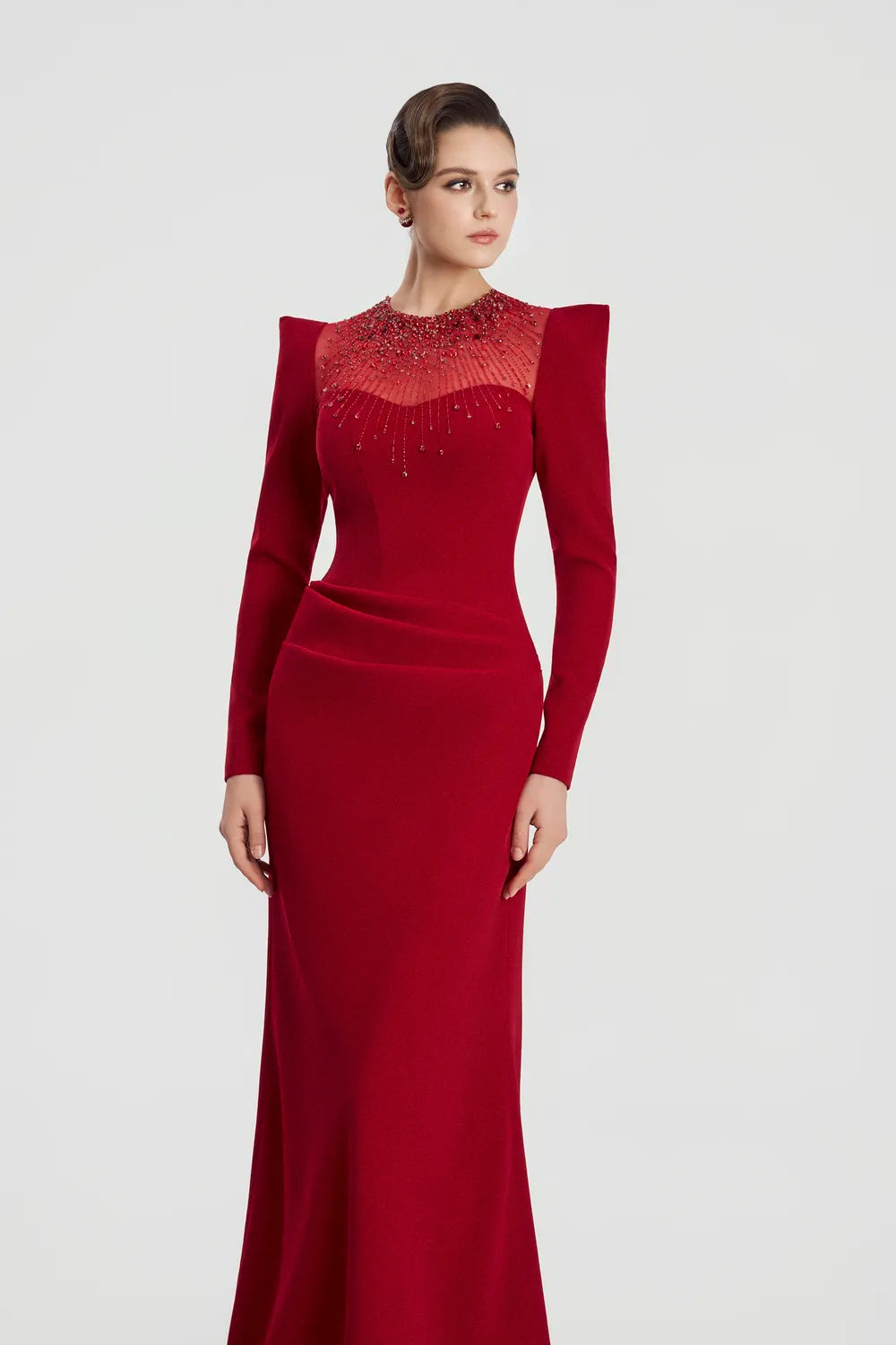 Well-Padded Shoulder A-Line Dress - TRACY COUTURE