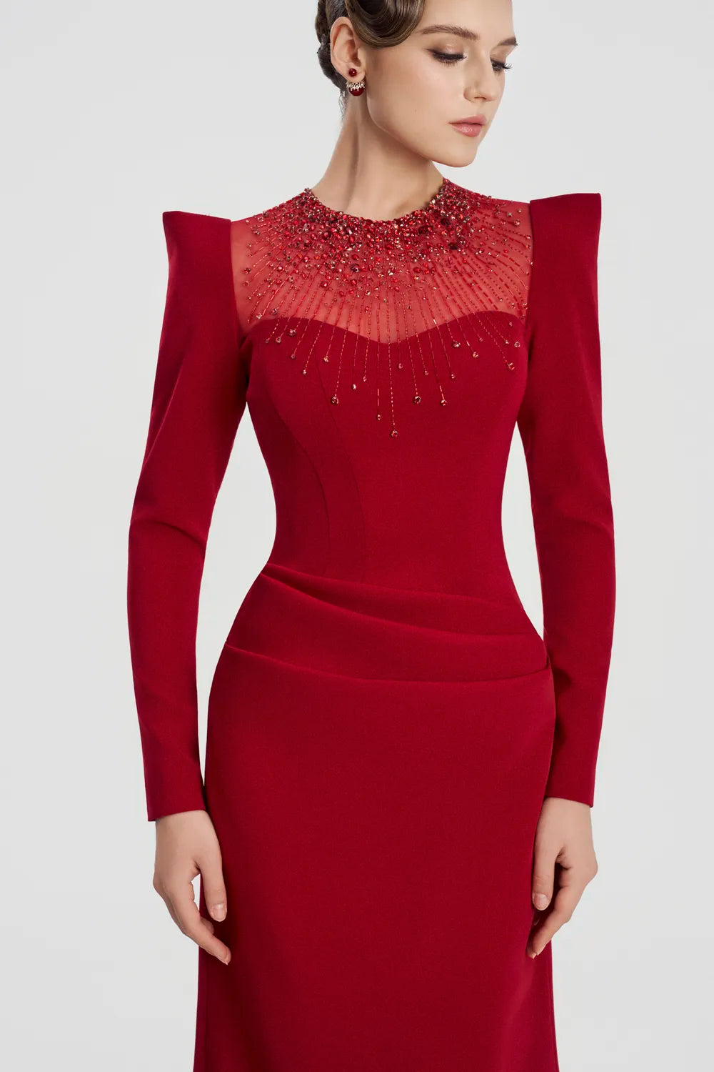 Well-Padded Shoulder A-Line Dress - TRACY COUTURE