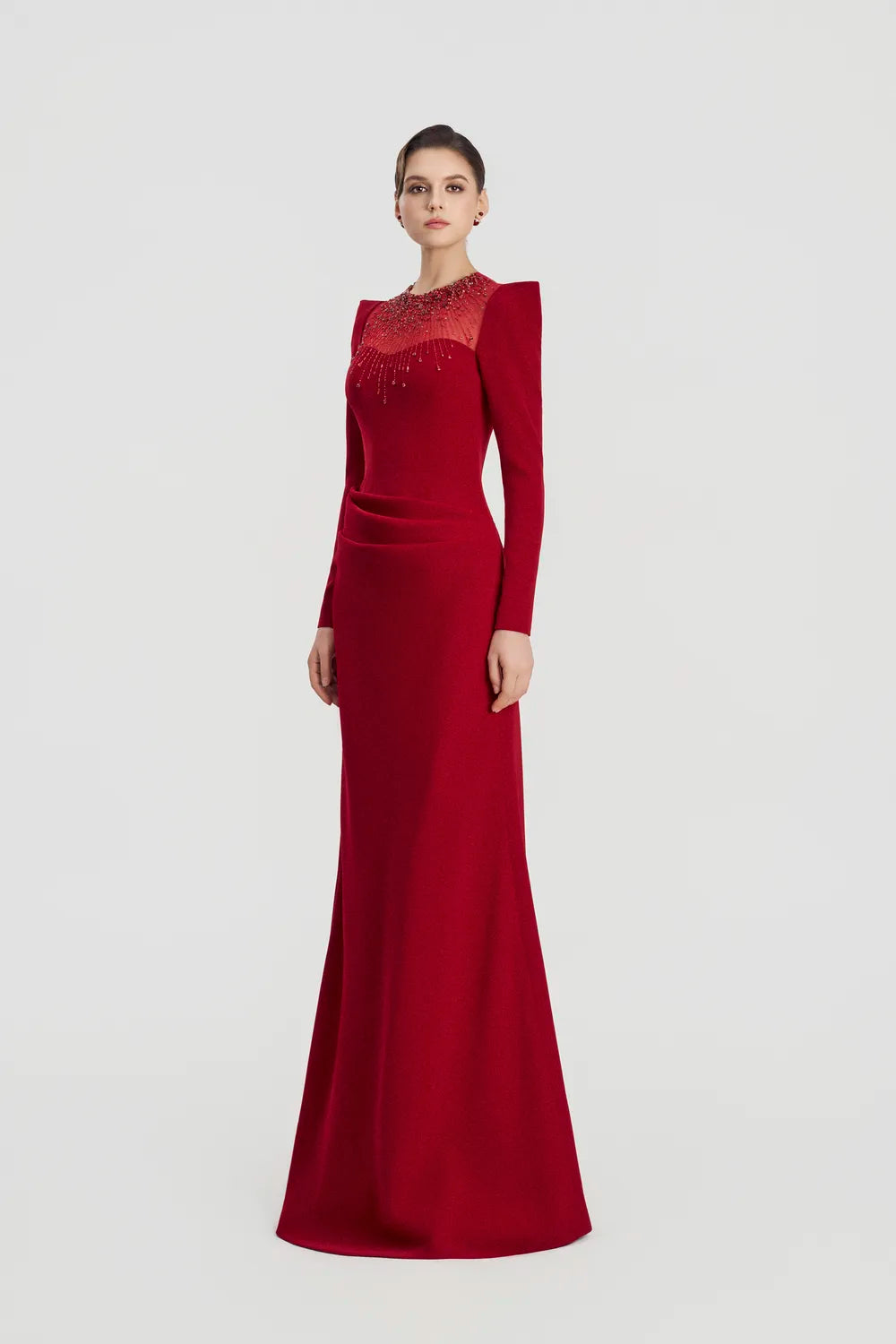 Well-Padded Shoulder A-Line Dress - TRACY COUTURE