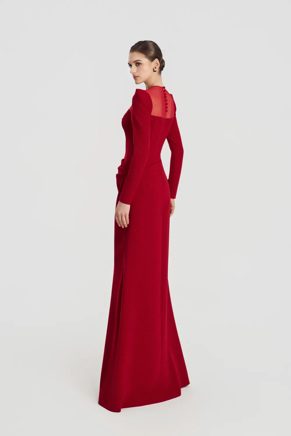 Well-Padded Shoulder A-Line Dress - TRACY COUTURE