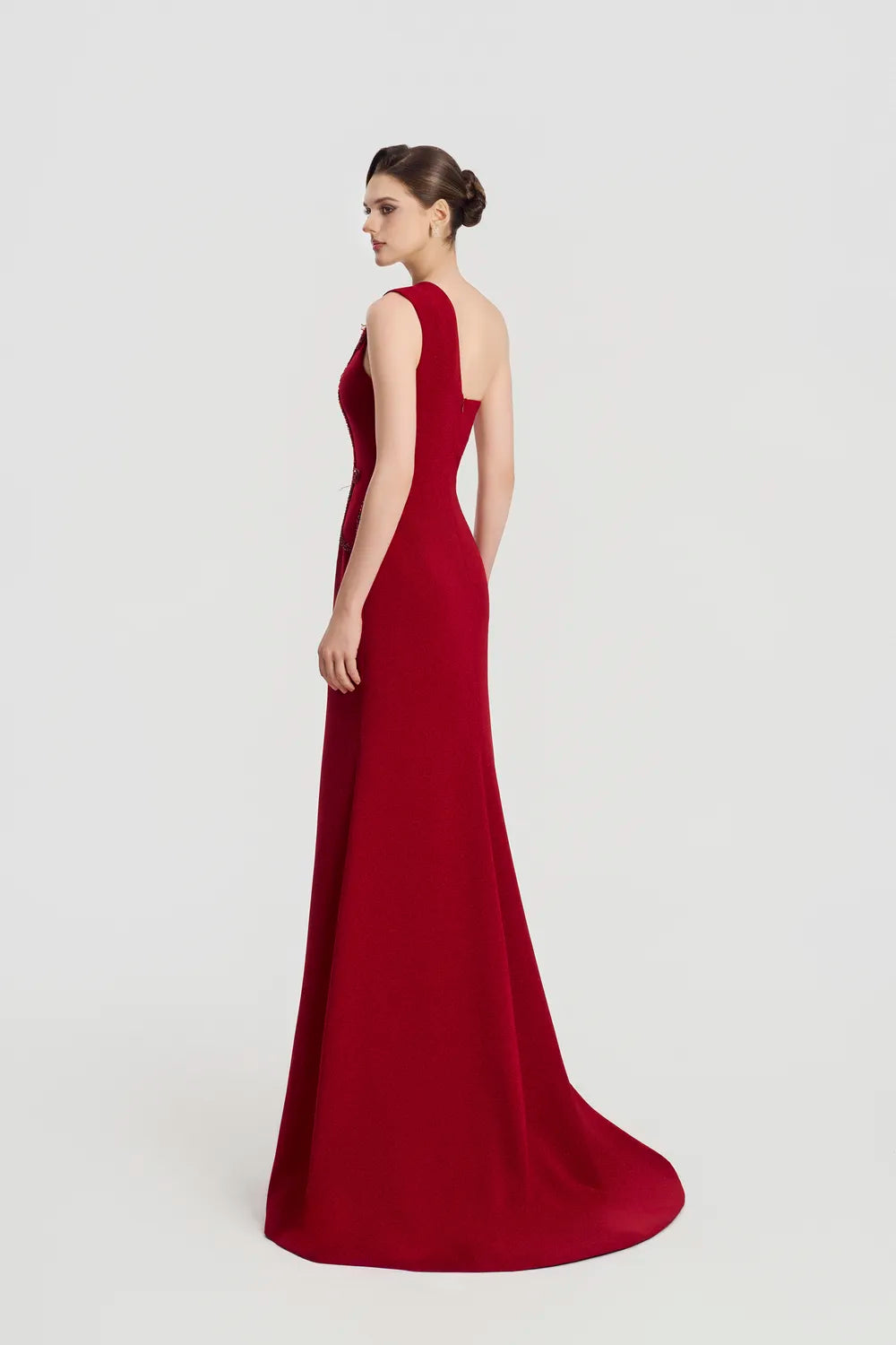 Floral One Shoulder Flared A-Line Dress - TRACY COUTURE
