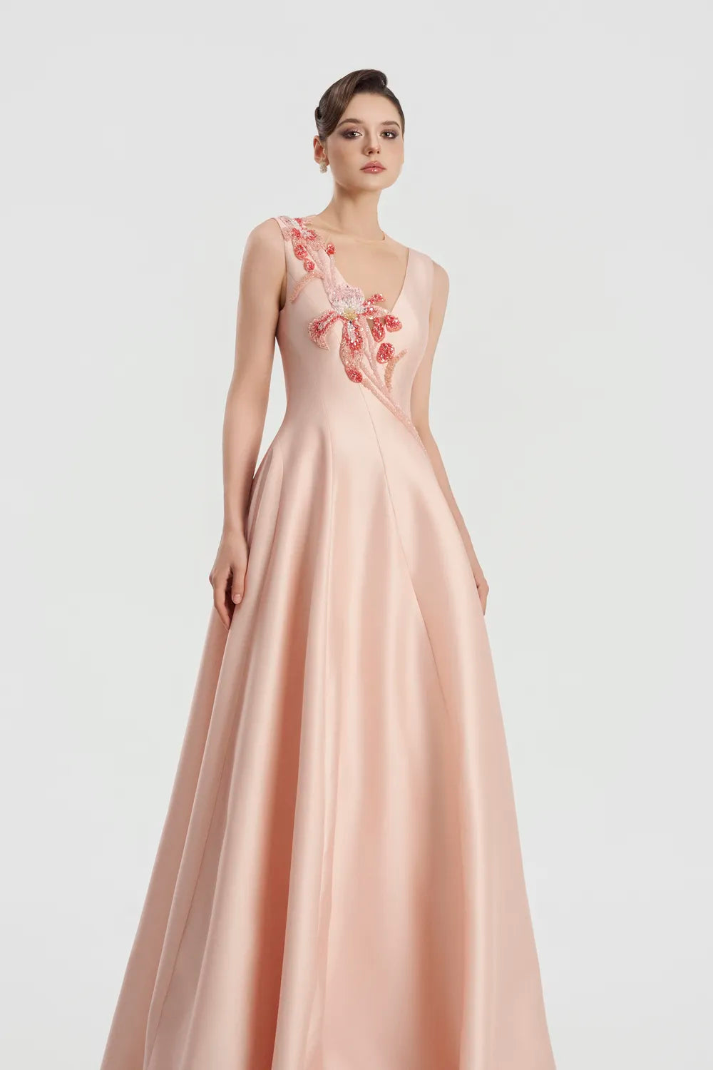 Strappy V-Chest Flared A-line Dress - TRACY COUTURE