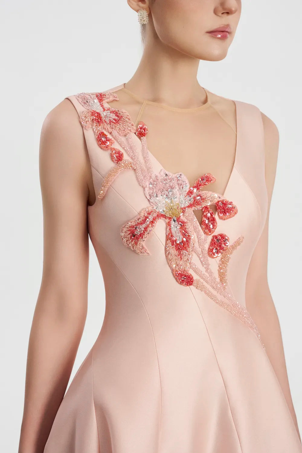 Strappy V-Chest Flared A-line Dress - TRACY COUTURE