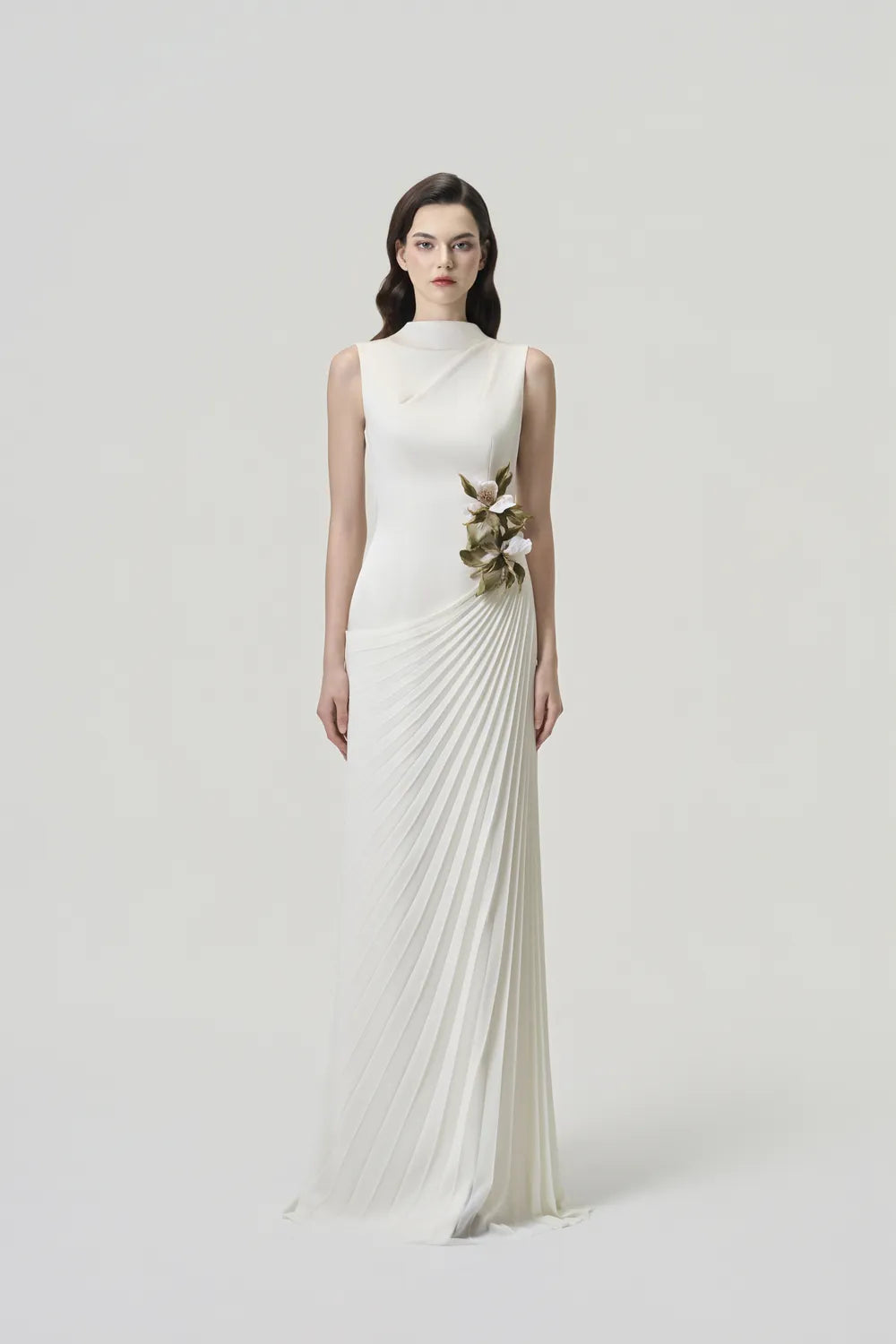 Sleeveless 3D Floral Diagonal Drop Waist Dress - TRACY COUTURE