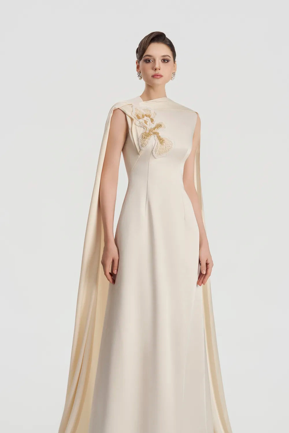 Asymmetric Neckline Long Flap A-line Dress - TRACY COUTURE