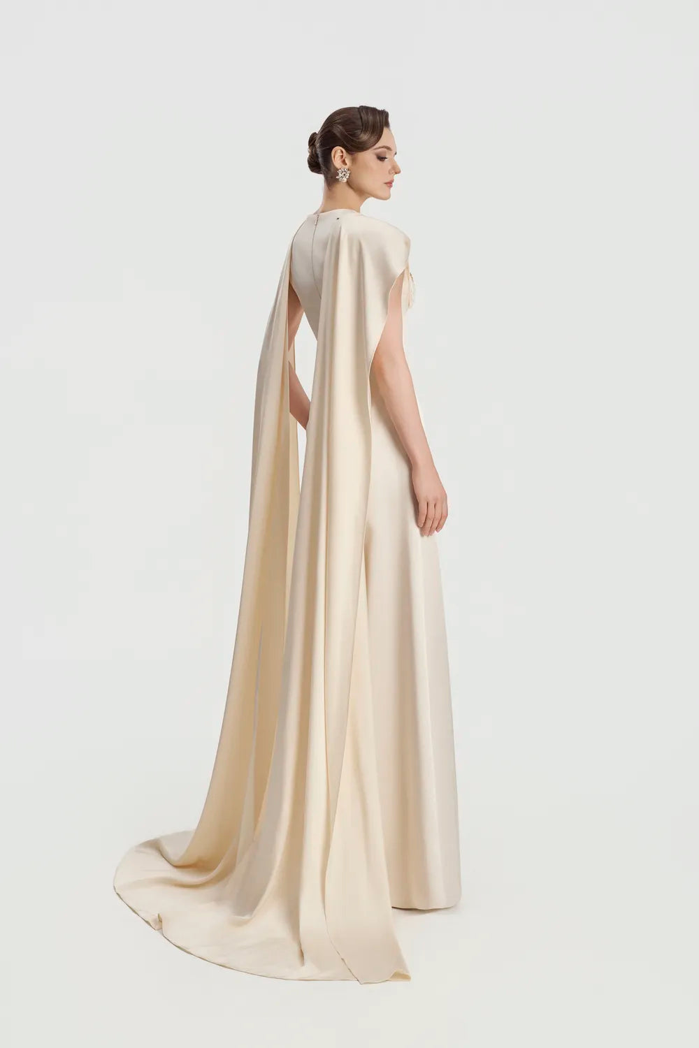 Asymmetric Neckline Long Flap A-line Dress - TRACY COUTURE