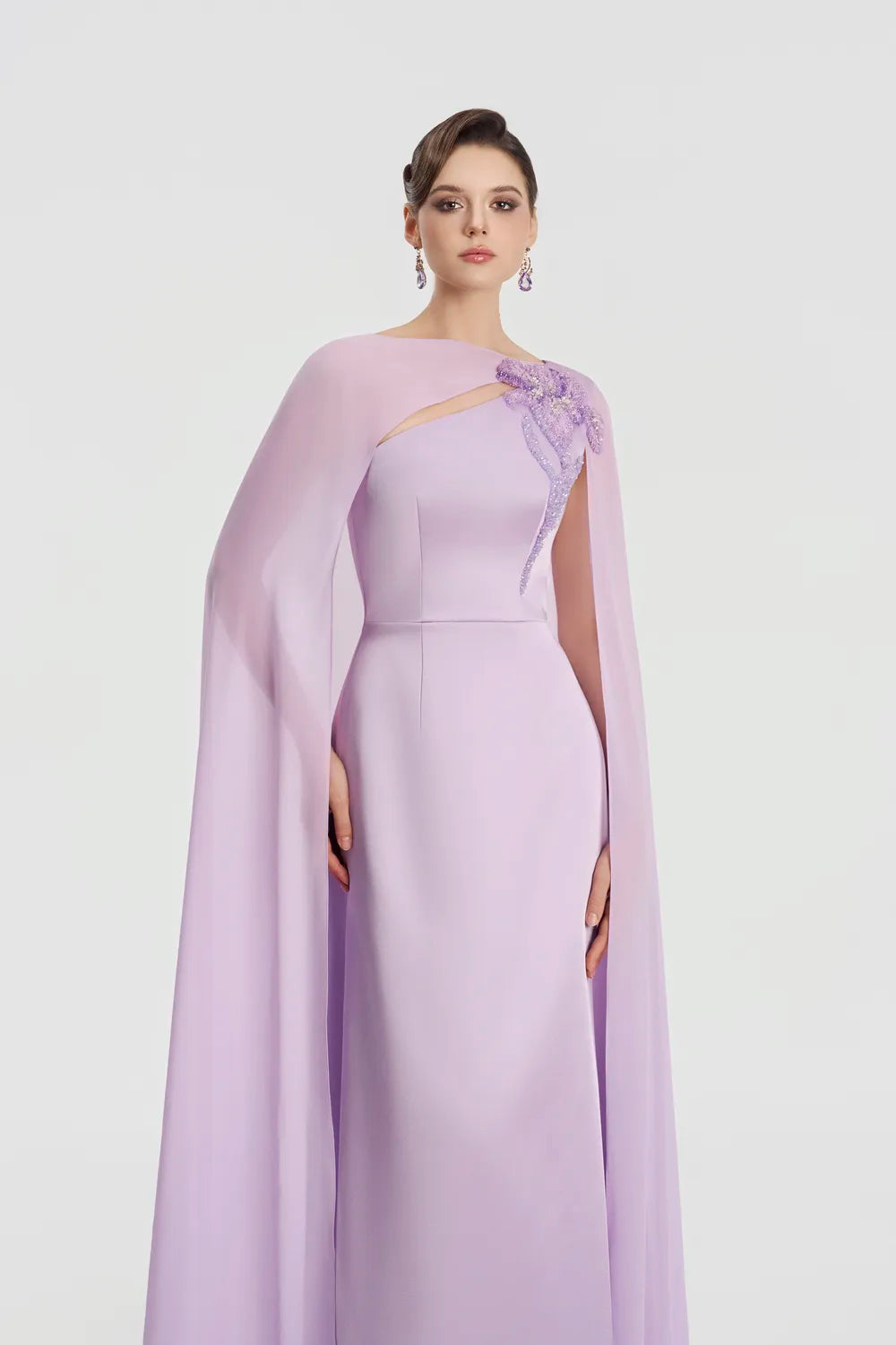 Open Chest Long Cape Straight Dress