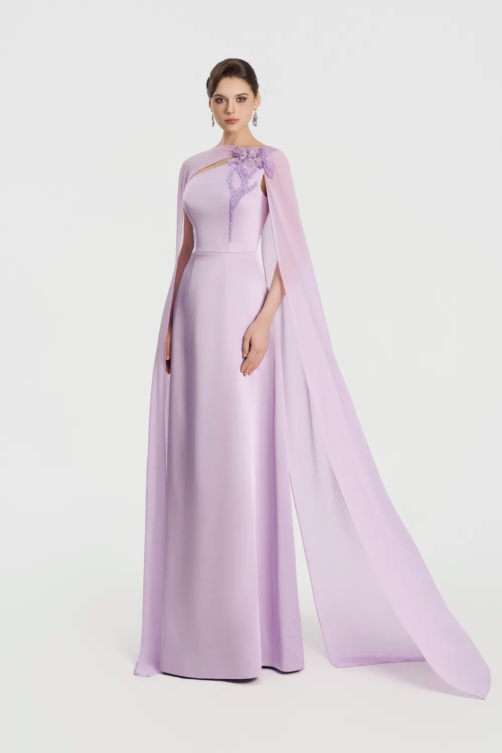 Open Chest Long Cape Straight Dress
