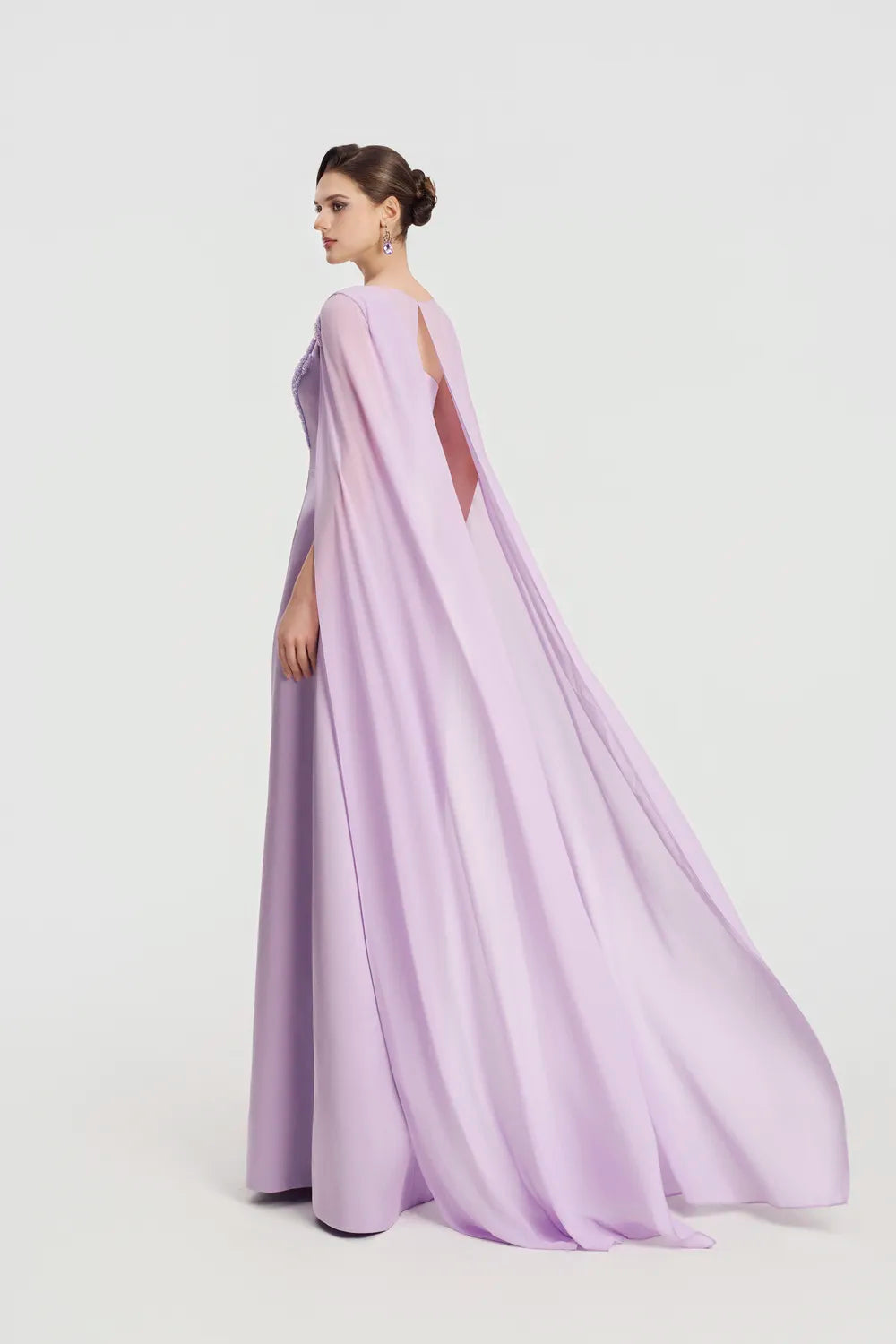 Open Chest Long Cape Straight Dress