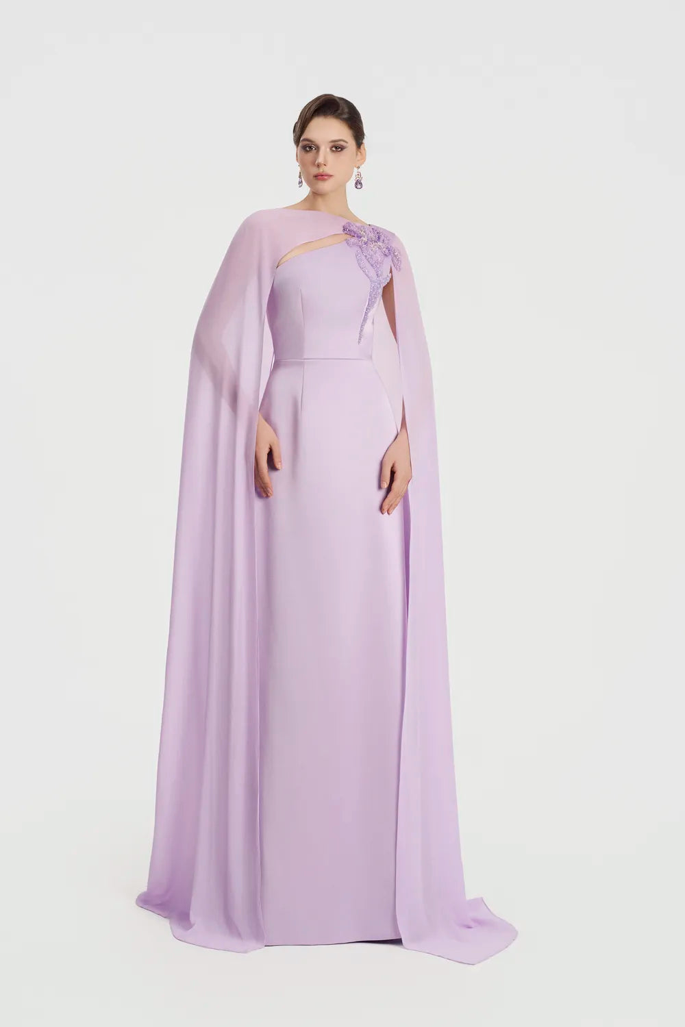 Open Chest Long Cape Straight Dress