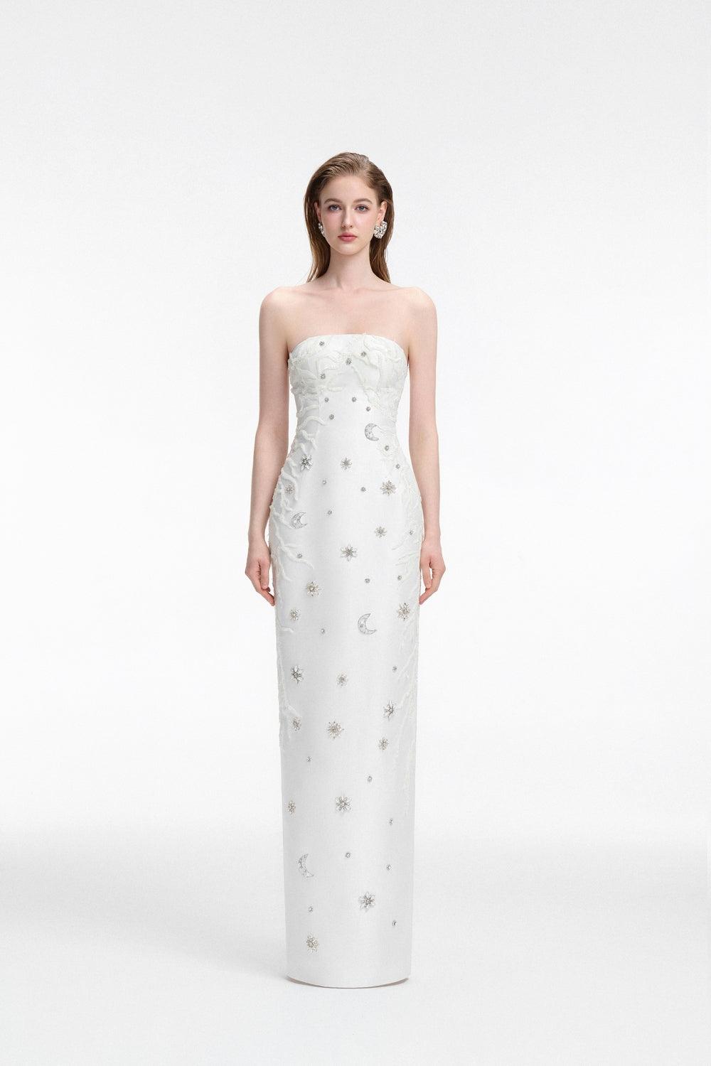 Crystal Embellished Dress With Scarf Set