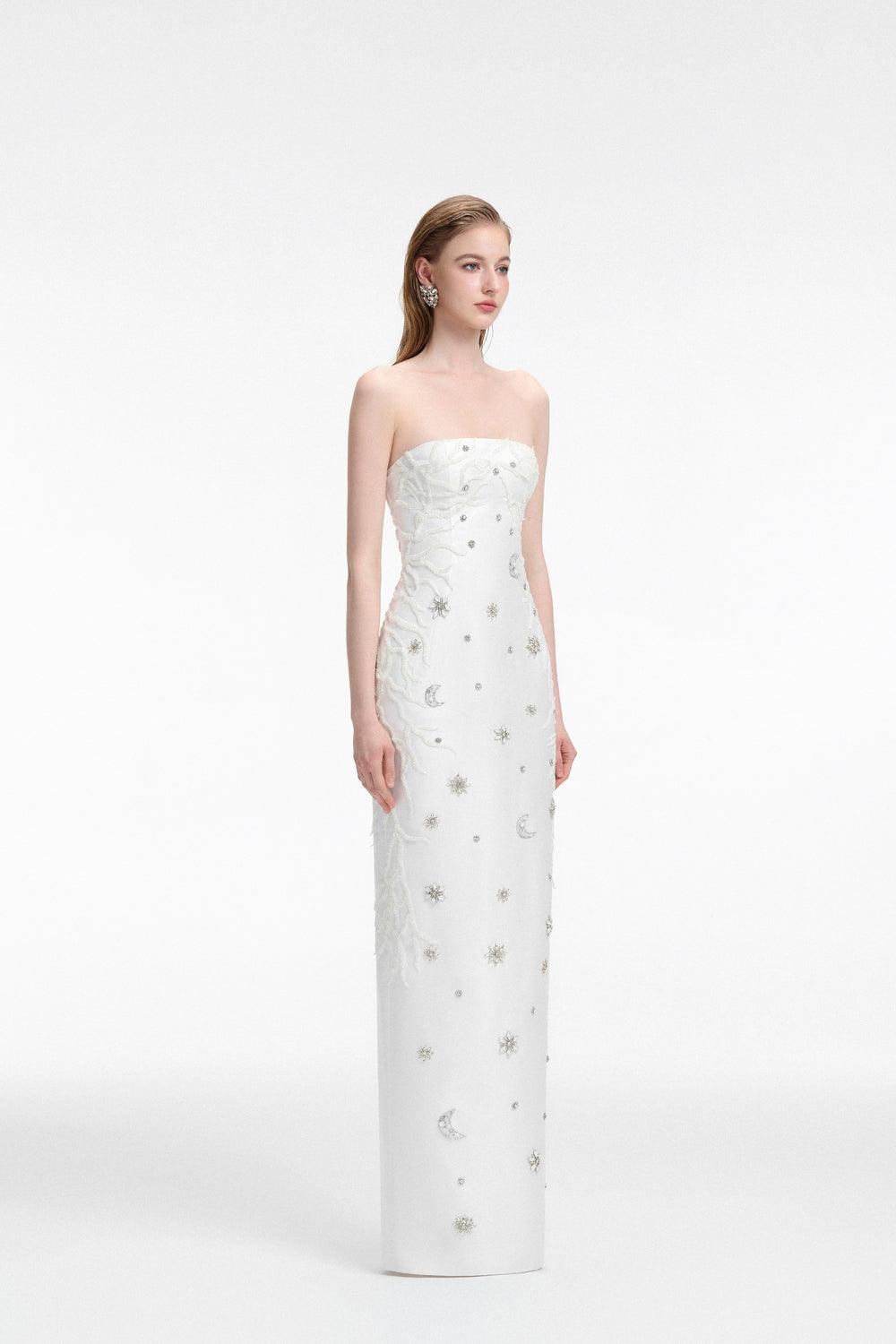 Crystal Embellished Dress With Scarf Set