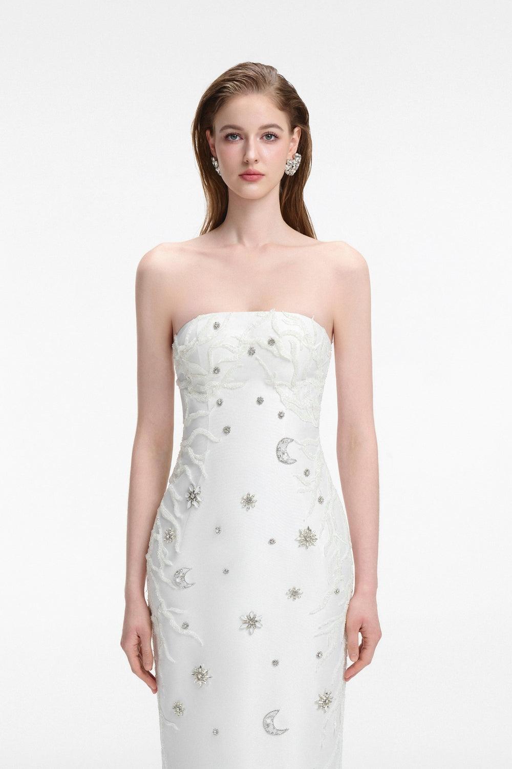 Crystal Embellished Dress With Scarf Set