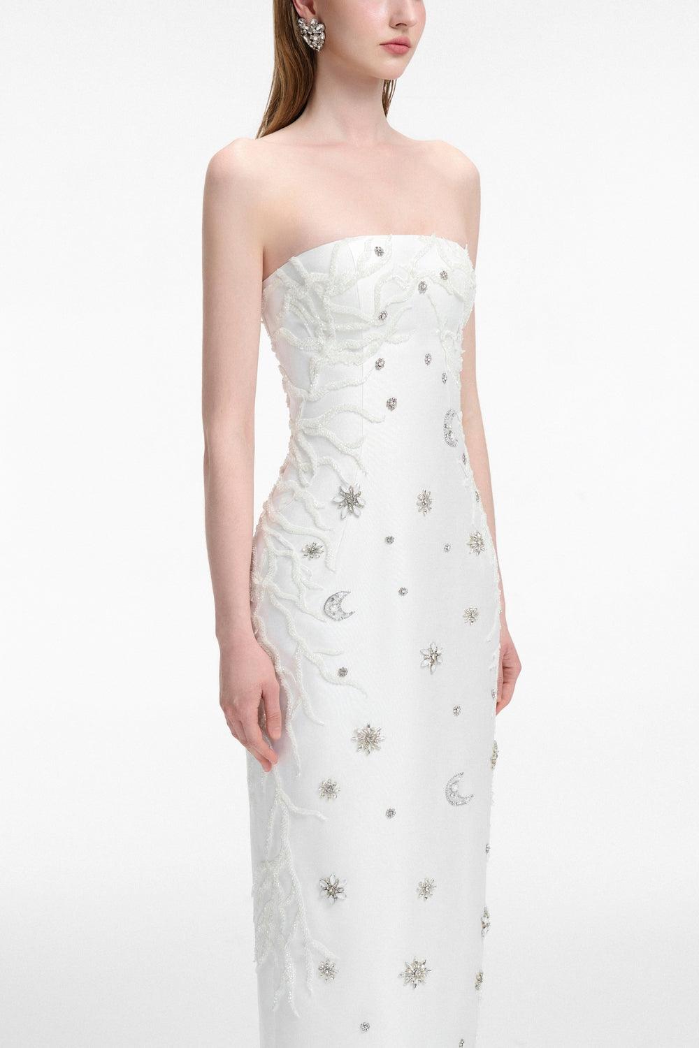 Crystal Embellished Dress With Scarf Set