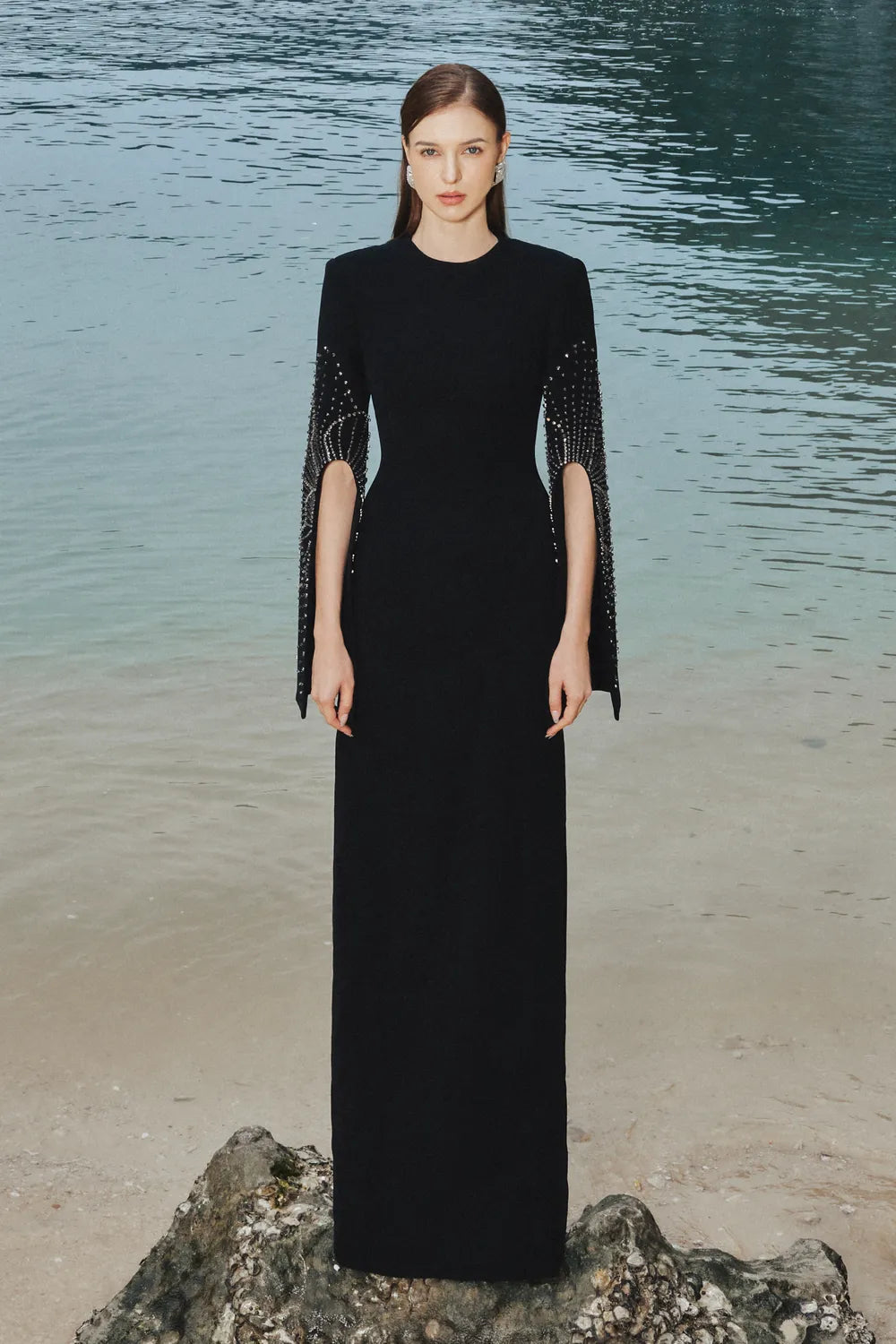 long sleeve bodycon dress with slit Slit-Sleeve can be styled with