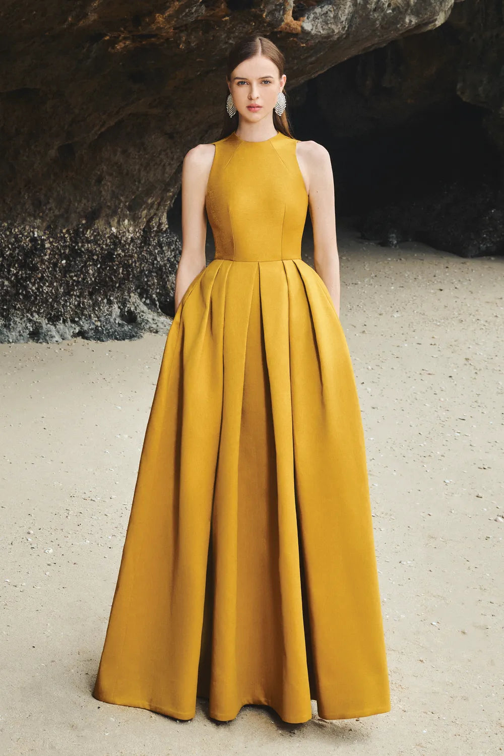 High Neck Sleeveless Floor Length Dress