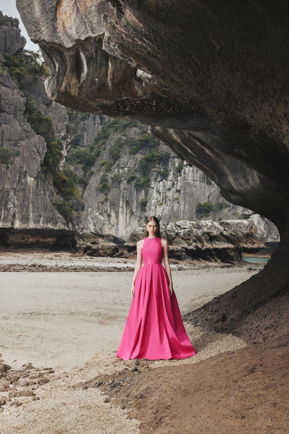 High Neck Sleeveless Floor Length Dress