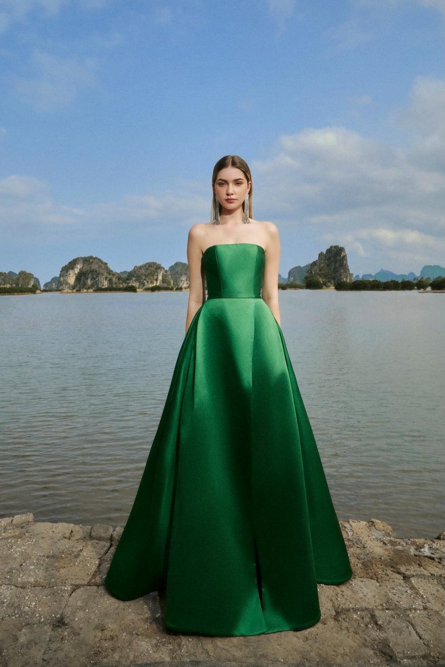 Strapless A-Line Full Dress XS / Green Strapless A-Line Full Dress XS / Green
