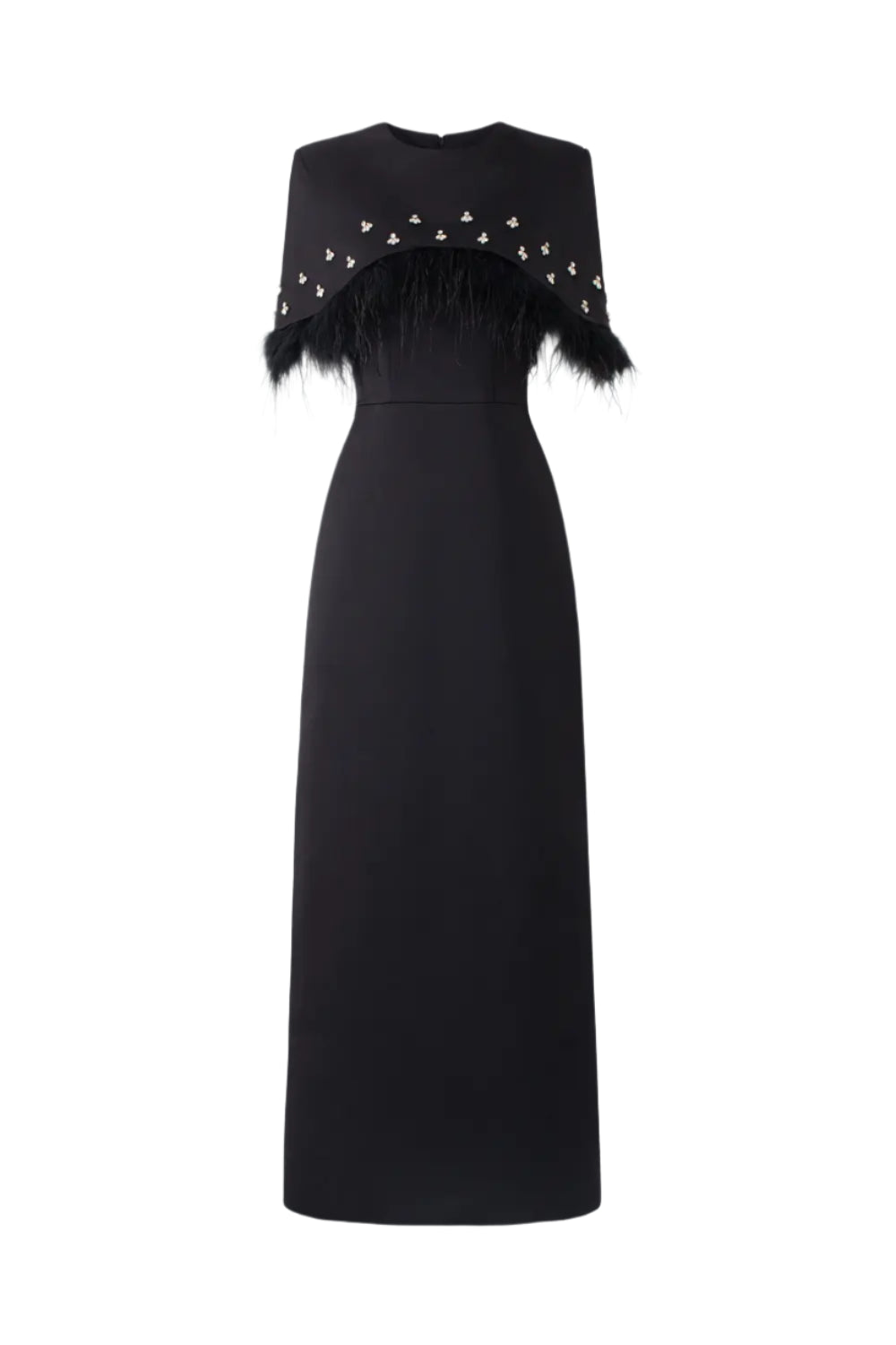 Curved Capelet Midi Dress - TRACY COUTURE