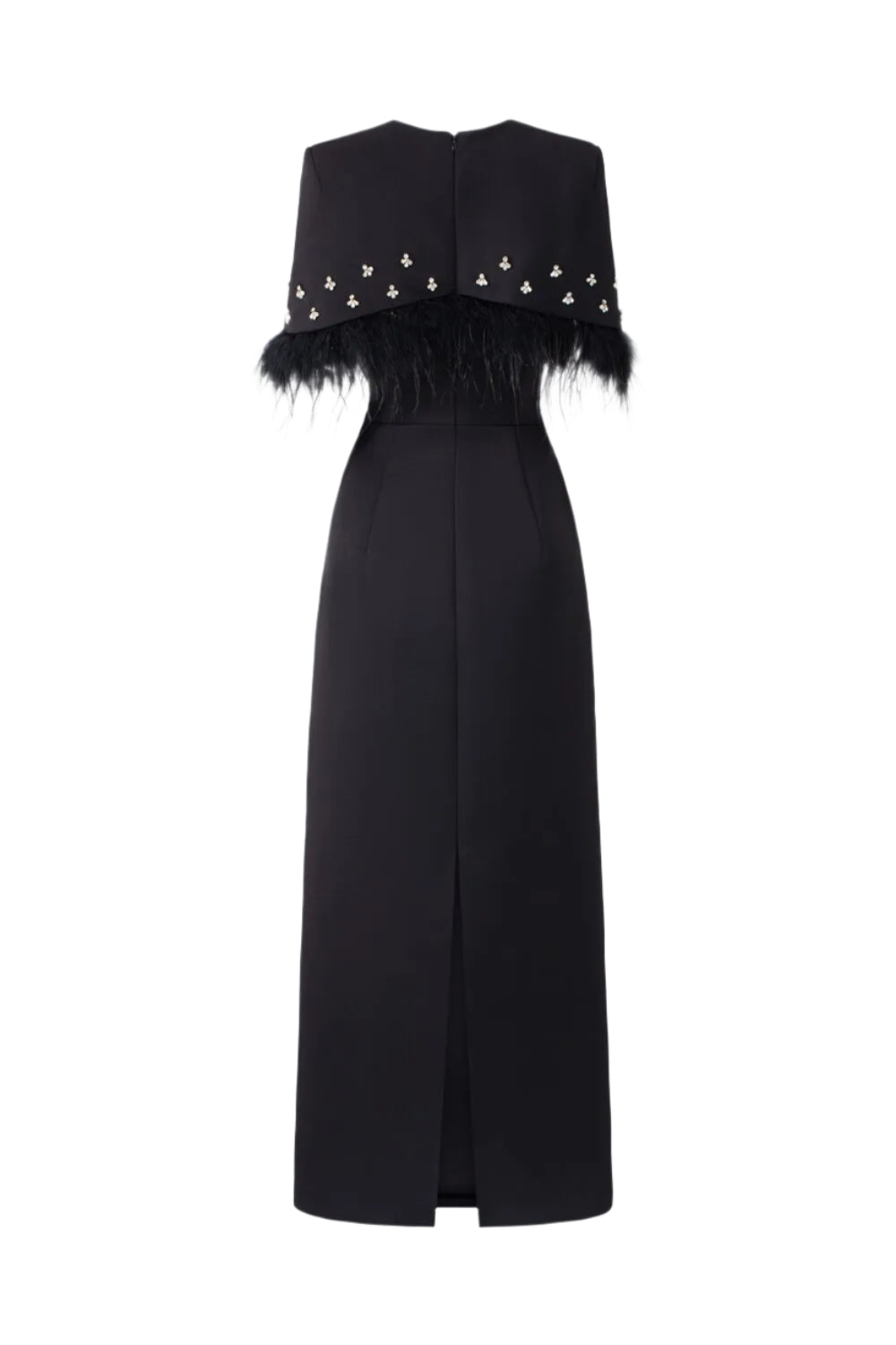 Curved Capelet Midi Dress - TRACY COUTURE