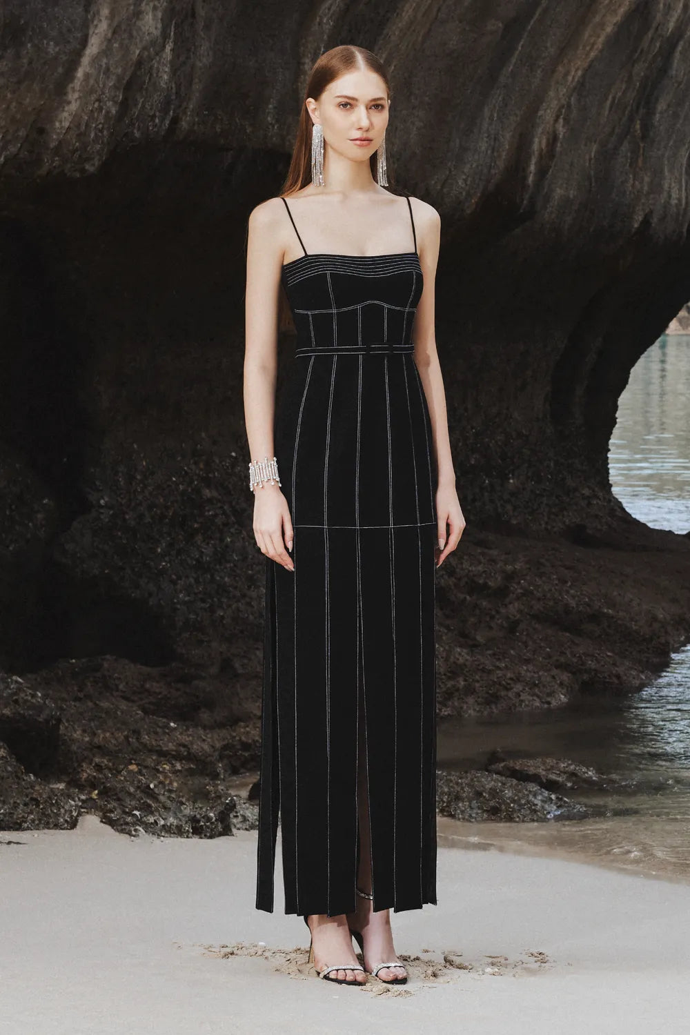 Contrast Stitch Camisole Dress - TRACY COUTURE