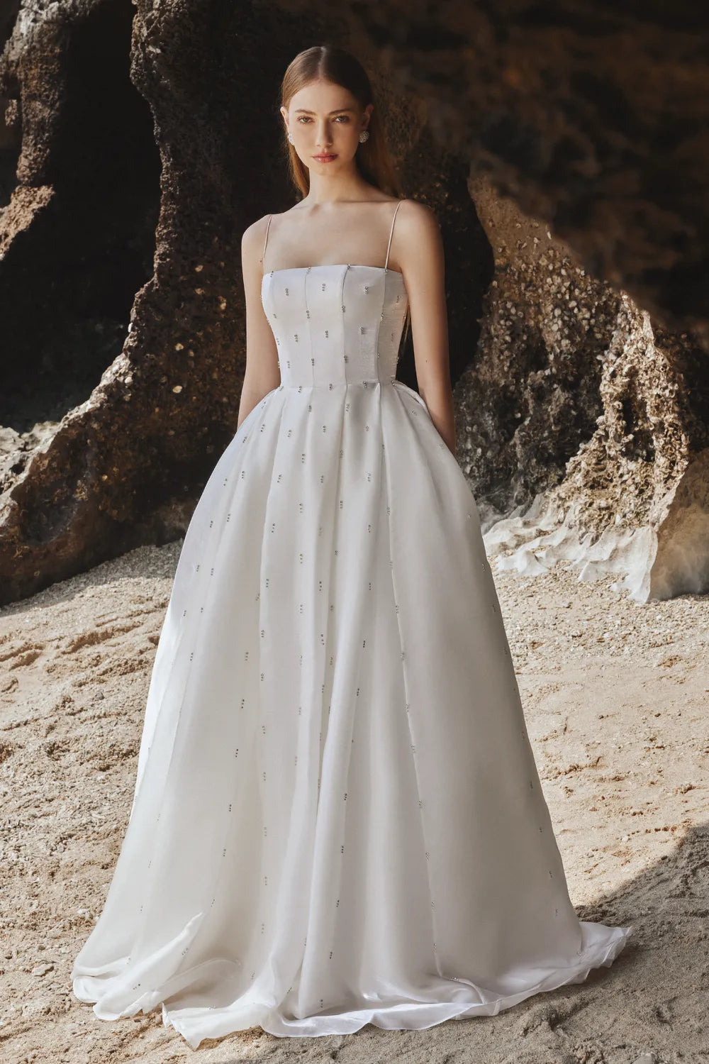 Camisole Full Dress With Stone Embellishment - TRACY COUTURE