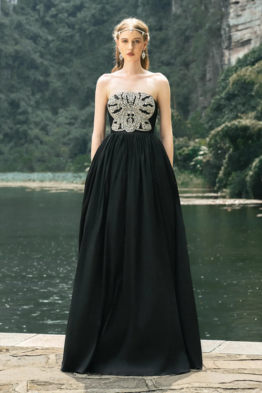 Strapless Stone Embellished Dress
