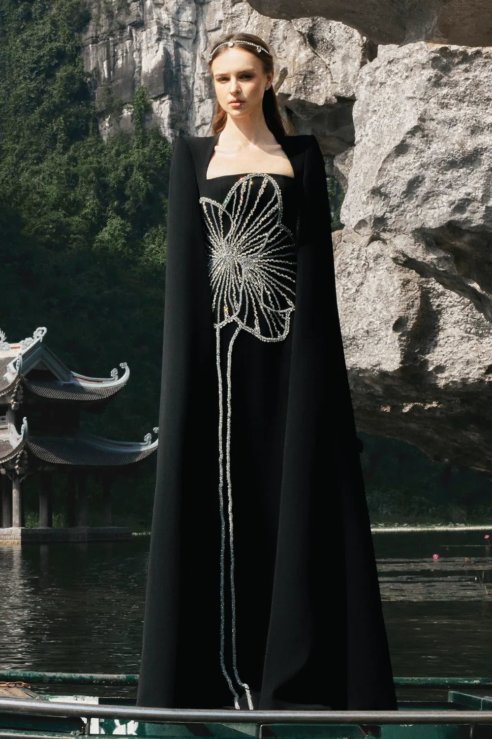 Floral Crystal Patterned Dress - TRACY COUTURE