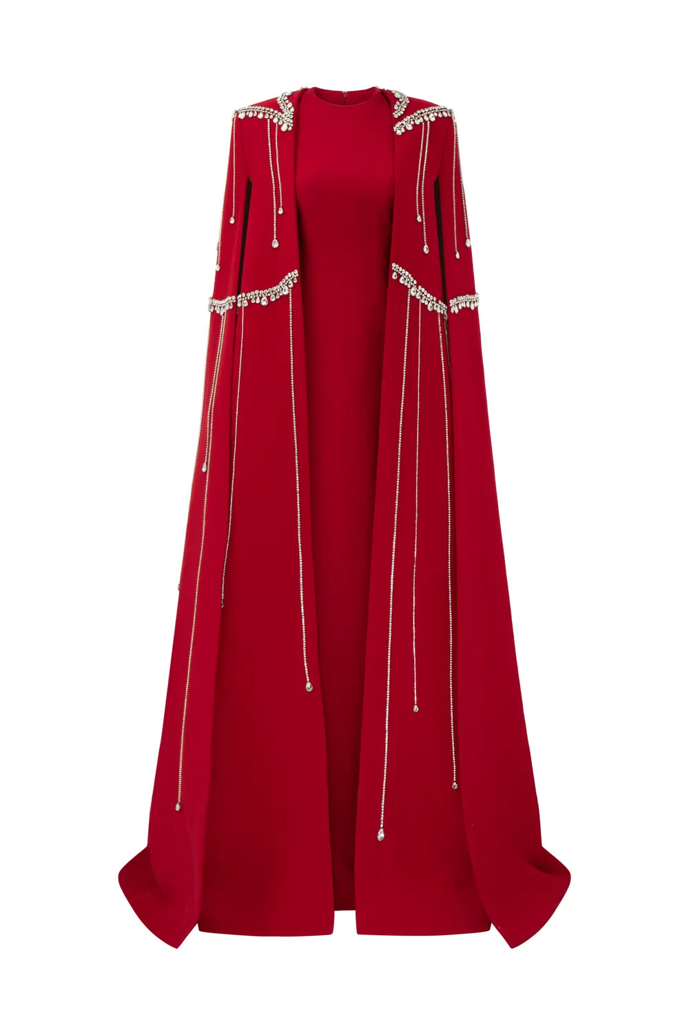 Stone Embellished Floor Length Cape