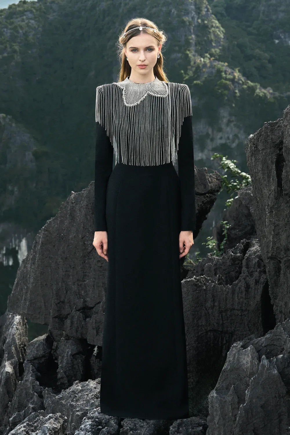 Crystal Fringed Bodycon Dress - TRACY COUTURE