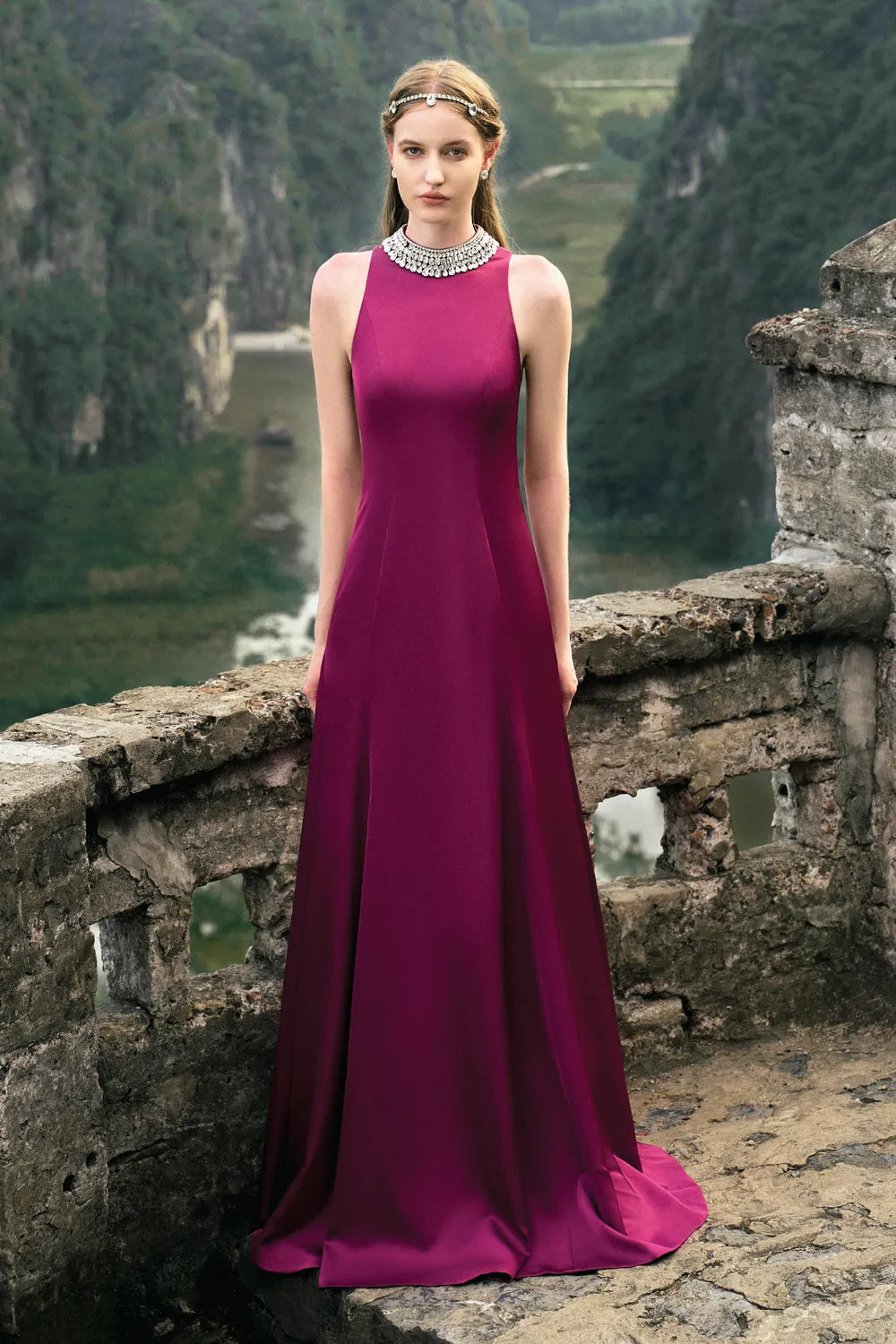 Sleeveless A-line Flared Dress M / PurplePink Sleeveless A-line Flared Dress M / PurplePink