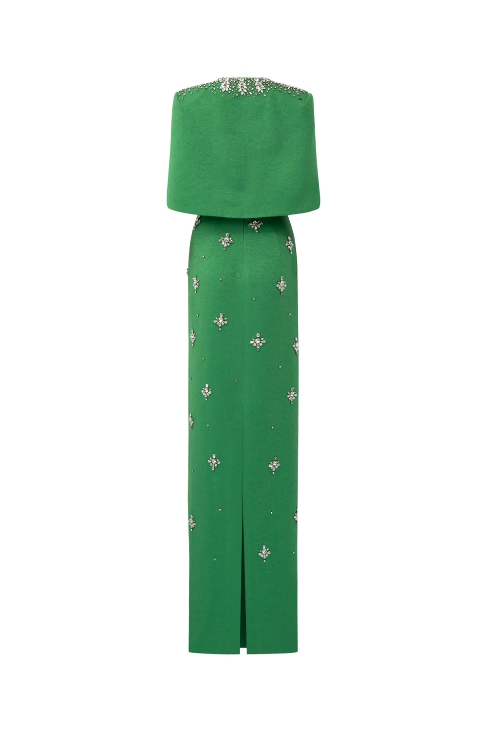 Curved Cropped Cape With Strapless Stone Embellishments Full Dress Set