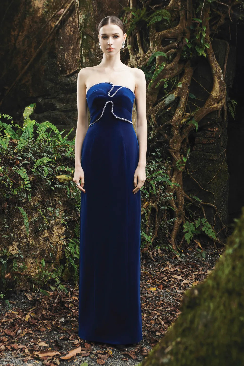 Strapless Back Slit Dress