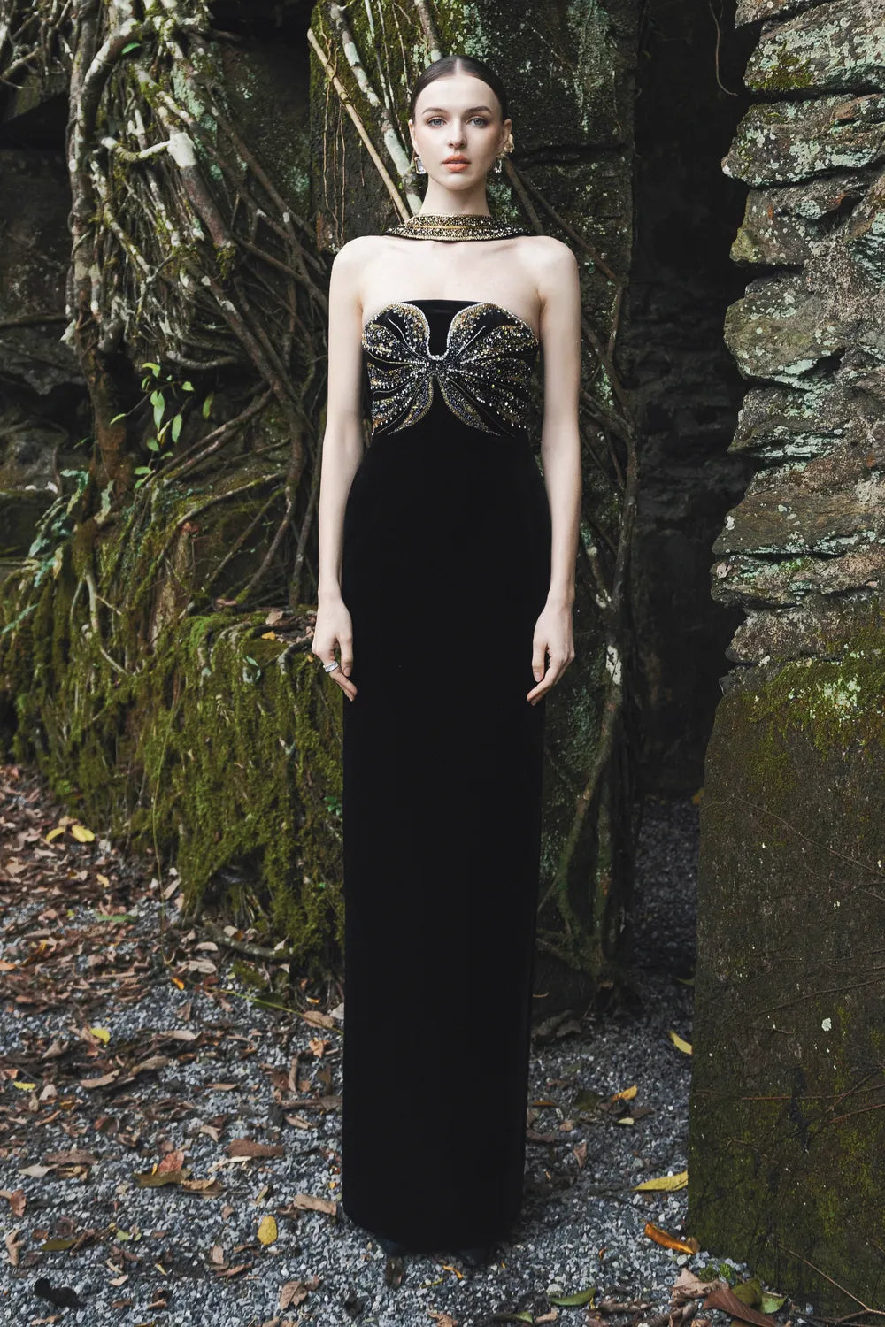 Stylized Strappy Crystal Embellished Dress