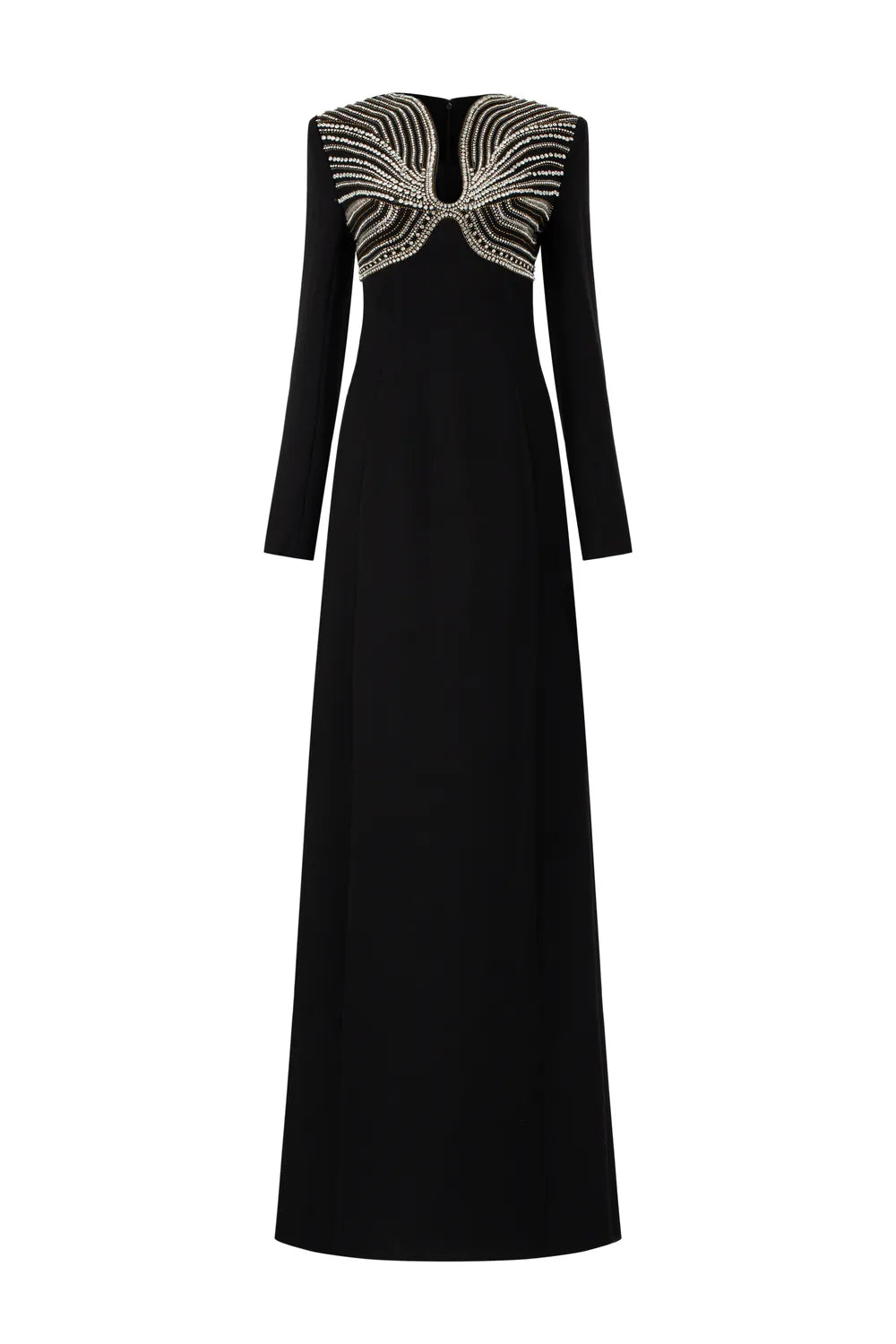 Long Sleeve Crystal Embellished Chest Dress