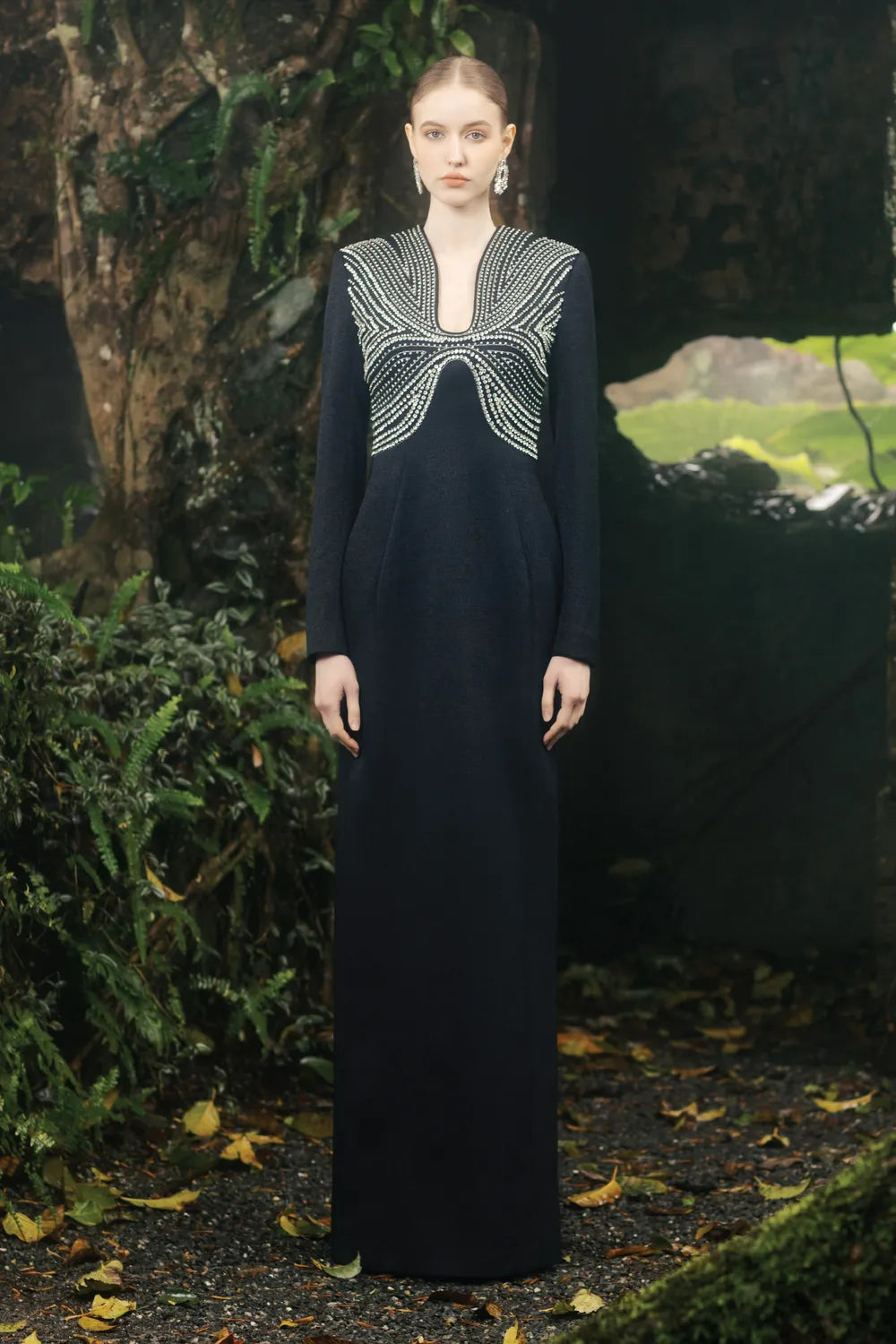 Stylized Curved Neck Straight Dress